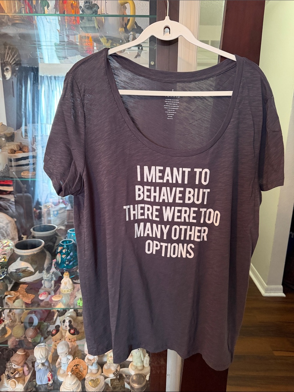torrid Charcoal Scoop Neck Tee with White Text Graphic